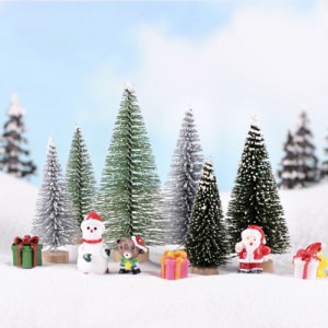 置物 クリスマスツリー 大小6個セット ミニ ミニチュア ツリー オーナメント シルバー グリーン 誕生日 飾り付け 室内 デコレーション 装