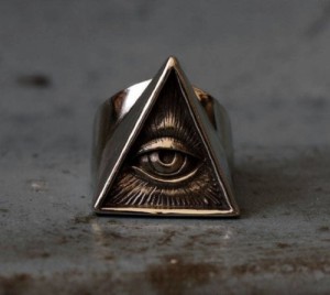 プロビデンスの目 ピラミッド リング メンズ ストーンアイ 万物を見通す目 指輪 真実の目 三角 フリーメイソン シンボル マーク シルバー