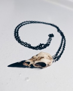 黒チェーン 鳥 頭蓋骨 アクセサリークロウ（カラス） スカル（頭蓋骨） ネックレス チェーン crow skull 骸骨 八咫烏 熊野神社 和柄  髑