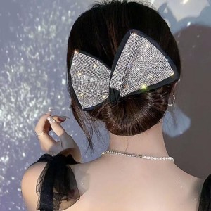 【在庫限り】 ヘアアクセサリー ラインストーン キラキラ 大 リボン ジルコニア アクセサリー 髪留め ジュエル jewel 北欧 ナチュラル オ