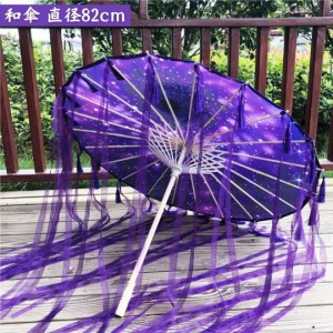 傘 和傘 紫 パープル ひらひら ーVer2ー かさ  和風傘 かさ 木製  和風 和柄 レディース UVカット SNS 撮影用 アンブレラ ゴシック クラ