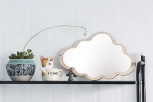 【在庫限り】ミラー 鏡 大きいサイズ 木製 雲型 ウォールミラー 北欧 クラウド 壁掛けミラー インテリア ベビー部屋 化粧 ウォールステッ