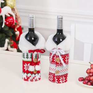 【在庫限り】　雑貨 ワインボトルカバー 赤リボンor白リボン ニット ボトルカバー クリスマスデコレーション クリスマスパーティー かわ