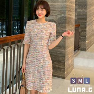 Mixツイード フリンジ パフスリーブ ワンピース フォーマル レディース ツイード素材 パステルツイード 膝丈 お呼ばれ 女子会 結婚式 の通販はau Pay マーケット ルナジー Luna G 商品ロットナンバー