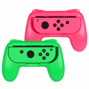 【Nintendo Switch対応】ニンテンドースイッチ ハンドル 任天堂 Joy-Con 専用 ジョイコンハンドル 2個セット（ピンク＋グリーン）