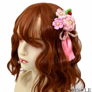 ヘアクリップ ちりめん 椿 つまみ細工 5color 髪飾り 和風 和装 ヘアアクセサリー KM-929