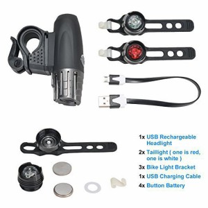 自転車ライト USB充電式 LED 懐中電灯 ヘッドライト フロントライト テールライト 強/ 中/弱/ フラッシュ 4モード 高輝度 防水 超小型