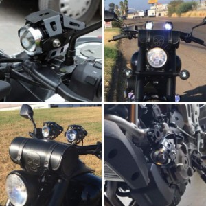 バイク汎用 LED フォグランプ スイッチ付き ストロボ機能 High/Lowビーム 補助灯 IP68防水 オートバイ オフロード アルミ 補助ライト