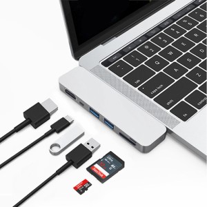 6in1 Type C ハブ Macbook Pro 13/15インチ用 USB C ハブ アダプタ HDMI出力 4K対応 USB 3.0ポート*2 マルチ変換アダプタ