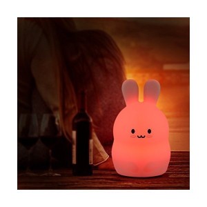 LED ナイトライト 可愛いウサギ ベッドサイドランプ 呼吸ランプ 携帯型 インテリアライト 調光可能 子供安全素材 USB充電 LEDライト プレ