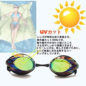 送料無料 スイミングゴーグル UVカット&水漏れ防止 スイムゴーグル ミラー 広視野 【鼻翼一体設計】水泳 ゴーグル 曇り止め 水中メガネ 