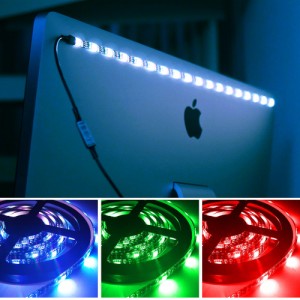 USB式LEDテープ RGB SMD5050 防水 切断可能 照明/装飾用 車内/室内/部屋/玄関/階段/廊下/テレビバック/キッチン (RFリモコン操作, 3M)