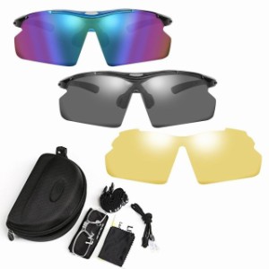 スポーツサングラス　偏光レンズ　UV/紫外線カット　交換フレーム2枚　専用偏光レンズ3枚　UV400　スポーツメガネ　ユニセックス