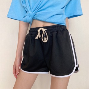 ショートパンツ パジャマ カジュアル セクシー 透け感 動きやすい 部屋着 レディース トレーニング 短パン サイドライン スウェットパン