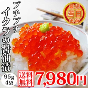 送料無料 いくら の 醤油漬け 95g×4袋 個包装 イクラ 丼 海鮮丼 鮭 はらこ お取り寄せ グルメ 食べ物 人気 新潟 海産物 一人暮らし ご飯