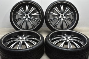 中古タイヤホイール 4本セット 24インチ 9.5J +30 PCD 114.3 255/30R24 97W BLACK Diamond 製ホイール【 DURATURN 製 タイヤ付き】