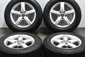 中古 スタッドレス タイヤ ホイール 4本セット 15インチ 6.5J +50 PCD 112195/65R15 91Q フォルクスワーゲン 純正 ホイール【 ブリヂスト