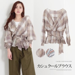 訳あり 某ブランド ブラウス カシュクール カットソー 長袖 シャツ レディース トップス シンプル 大人 無地 コットン カジュアル 大人