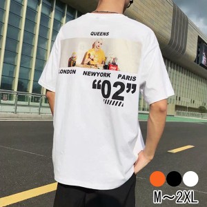 韓国ファッション　ビッグシルエット　バックガールプリント　Tシャツ