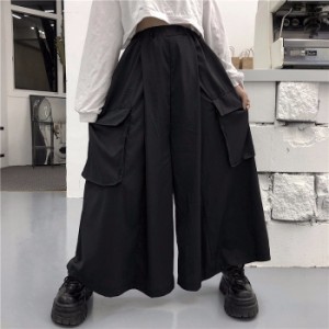 袴パンツ ワイドパンツ カジュアル袴  レディース大人気の服が大SALE ワイドシルエットブラック ゆったり