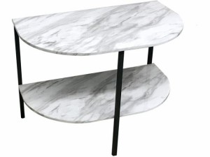 アーバン通商 大理石柄サイドテーブル W600×D390×H500 ホワイト