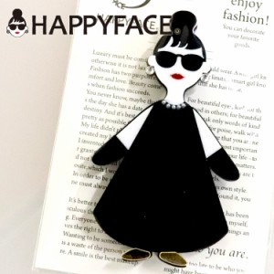 HAPPY FACE EMMA 全身 ブローチ サングラス LADY アクリル スワロフスキー ピンブローチ レディース ギフト プレゼント スワロフスキーク