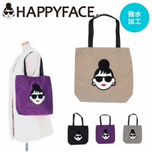 HAPPY FACE EMMA トートバッグ 相良刺繍 お顔 サングラス LADY 撥水加工 軽量 トート バッグ A4 大きめ バイカラー レディース ギフト プ