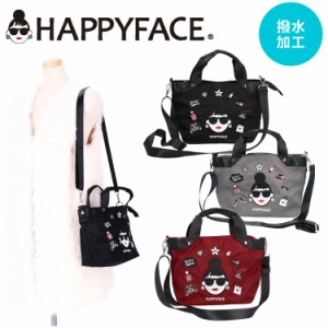 HAPPY FACE EMMA 2wayショルダーバッグ 刺繍 多機能 お顔 サングラス LADY 撥水加工 軽量 ショルダーバッグ 2wayバッグ お財布バッグ お