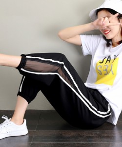 【送料無料】サイドライン パンツ レディース ジャージパンツ ウエストゴム ヨガパンツ 韓国 韓国ファッション