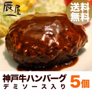 神戸牛 ハンバーグ デミ仕立て 5個 送料無料  冷凍