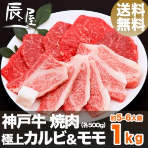 神戸牛 焼肉 セット 極上 カルビ ＆ モモ 1kg（約5-6人前） 送料無料  冷蔵