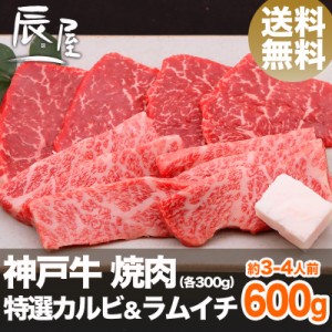 神戸牛 焼肉 セット 特選 カルビ ＆ ラムイチ 600g（約3-4人前） 送料無料  冷蔵