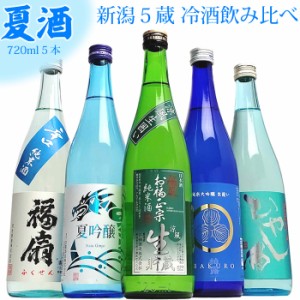 夏季限定 冷やして美味しい 新潟5蔵 日本酒 飲み比べ セット 720ml 5本  お福正宗 白龍 柏露 福扇 たかの井 日本酒 ギフト プレゼント お