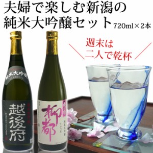 夫婦で楽しむ新潟の純米大吟醸飲み比べセット 720ml×2本（白龍越後府、越路吹雪水の都柳都） 