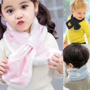 送料無料 1000円 マフラー ネックウォーマー ベビー キッズ 子供用 肌に優しい 綿素材 暖かい デザイン豊富 全19種 ふわふわ 可愛い 動