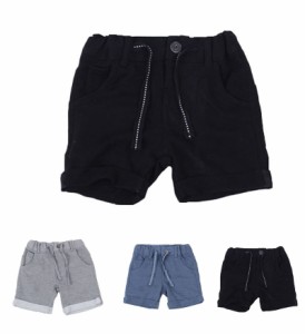 送料無料 1500円 ハーフパンツ 半ズボン キッズ 男の子 全3色2サイズ ベビー ボタン付き シンプル無地 春 夏 秋 i3pants012