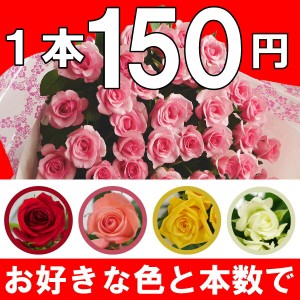 バラ花束 20本 3980円 100本まで本数指定可 選べる4色 赤バラ ピンク 黄色 白バラ 誕生日 記念日 お祝い 送料無料 かすみ草追加可