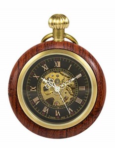 木製 ウッド懐中時計 アンティーク 手巻き レトロ 機械式