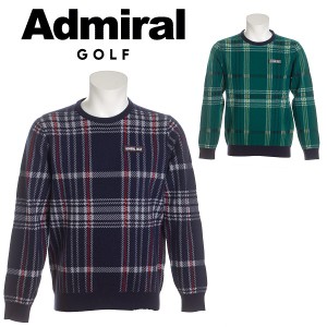 アドミラル ゴルフ メンズ ビッグチェック クルーネックニット Admiral Golf  ADMA185