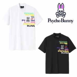 サイコバニー ゴルフ メンズ  PSYCHOBUNNYカラフルロゴ モックネック Tシャツ Psycho Bunny GF144 2023年春夏モデル