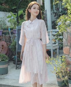 シフォン ワンピース チャイナ 服 風 花柄 夏服 レディース ワンピース チュール レイヤード スカート ミドル丈 半袖 ゆるワンピース シの通販はau Pay マーケット Flutter Peck Au Pay マーケット店 商品ロットナンバー