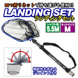 折りたたみ ランディングネットM 5.5m セット Black Larcal550 + 折りたたみランディングネットM + エボジョイント2 (landingset-091)｜