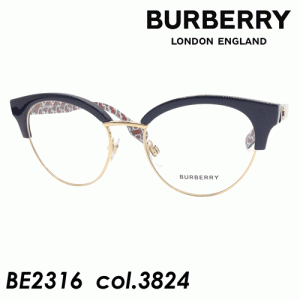 BURBERRY(バーバリー) メガネ BE2316 col.3824[ブラック/ゴールド] 51mm 【保証書付】