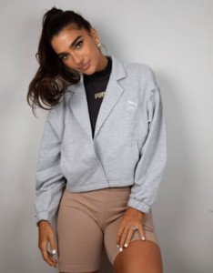 プーマ レディース ジャケット・ブルゾン アウター PUMA x Stef Fit cropped jacket in gray heather - Exclusive to ASOS Light gray he