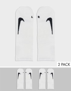 ナイキ メンズ 靴下 アンダーウェア Nike Running Multiplier 2 pack ankle socks in white White