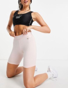 プーマ レディース レギンス ボトムス Puma Queen legging shorts with banding in pastel pink and gold Veiled rose