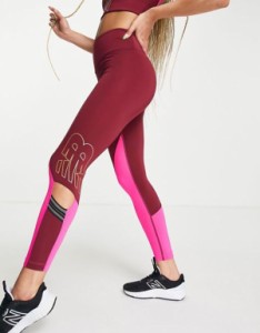 ニューバランス レディース レギンス ボトムス New Balance Running Achiever 7/8 leggings in pink Pink