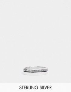 エイソス メンズ 指輪 アクセサリー ASOS DESIGN sterling silver band ring with textured design in burnished silver SILVER