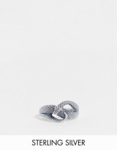 エイソス メンズ 指輪 アクセサリー ASOS DESIGN sterling silver ring with wrap around snake design in silver SILVER