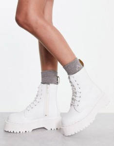 ドクターマーチン レディース ブーツ・レインブーツ シューズ Dr Martens Jadon vegan lace up boots in white Optical White